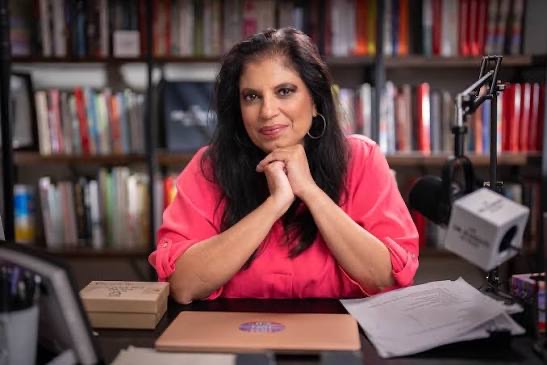 Dr. Ramani Durvasula in her podcast studio